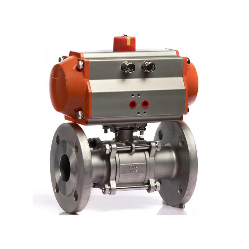 Injap bola flanged 3pc dengan penggerak pneumatik PN40